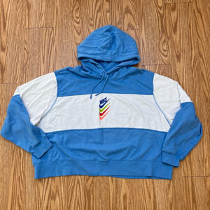 Nike Easy Hoodie women's size 2XL blue white cropped color block hoodie sweater